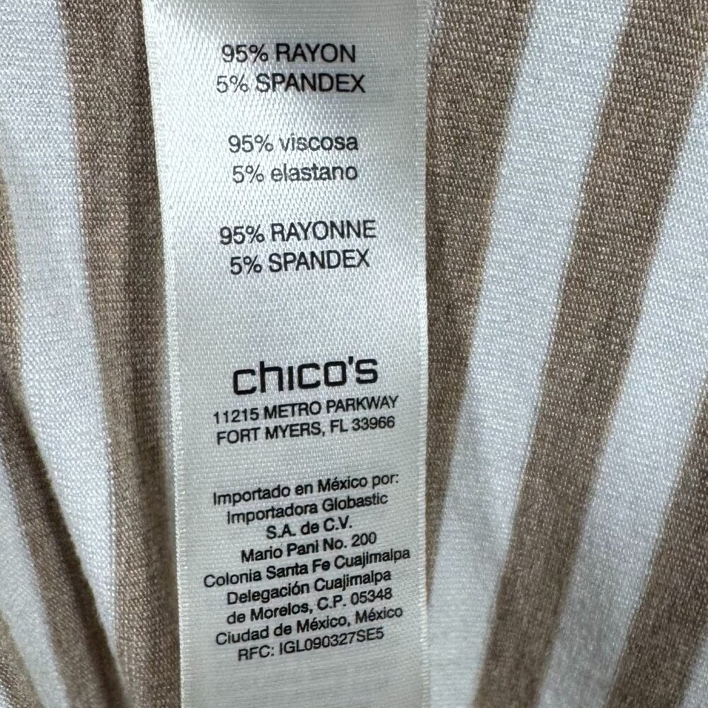 Chico's Women's Sleeveless Tank Midi Dress Side Ties Beige/White Striped Sz 4 2X - Picture 5 of 5